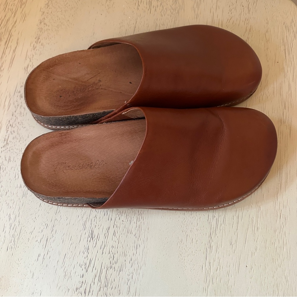 Madewell Brown Leather Clog Mules - Picture 3 of 10